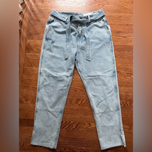 rag & bone Denim - RAG & BONE Mia Yoke Clean Lou High Rise Relaxed Denim Blue‎ Jeans Retro Tie 34